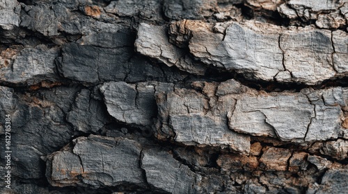 Close-up view of the rough bark of an old tree showcasing detailed textures and colors. The sunlight highlights the natural variations in the surface, creating an intriguing backdrop.