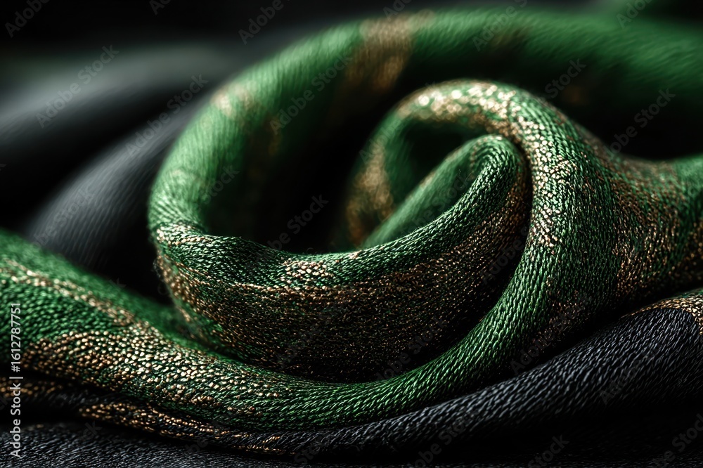 Fototapeta premium Silk textured Pakistani flag with dramatic folds, fabric photography