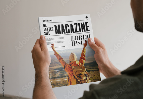 Mockup Of Man Holding Customized Us Letter Magazine