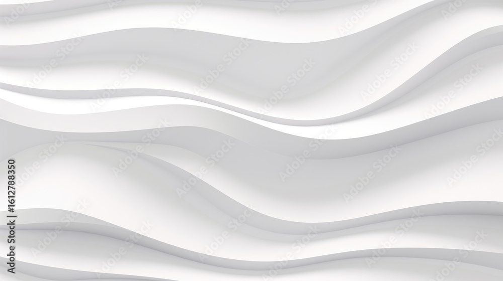 Fototapeta premium Abstract 3D White Geometric Background with Overlapping Wave Patterns