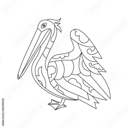 Mythological Pelican – Symbol of Sacrifice and Spiritual Renewal | Sacred Line Art Illustration