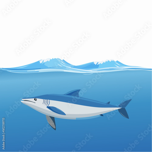 A captivating illustration of a shark swimming gracefully beneath the ocean surface
