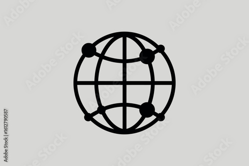 Stylized globe icon with connecting dots representing network or communication