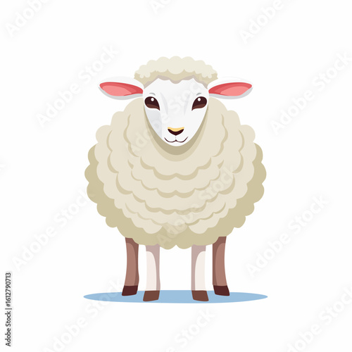 Charming cartoon sheep illustration with fluffy wool and endearing facial expression