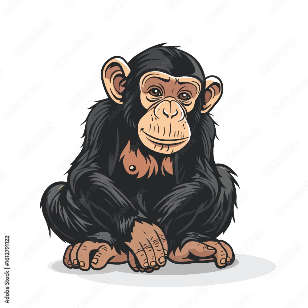 Obraz premium Cartoon Chimpanzee in Relaxed Pose with Detailed Features