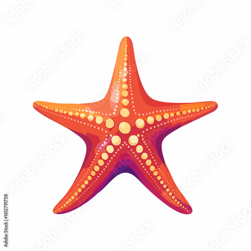 Vibrant Starfish Illustration: A Colorful Depiction of Marine Life on White Background