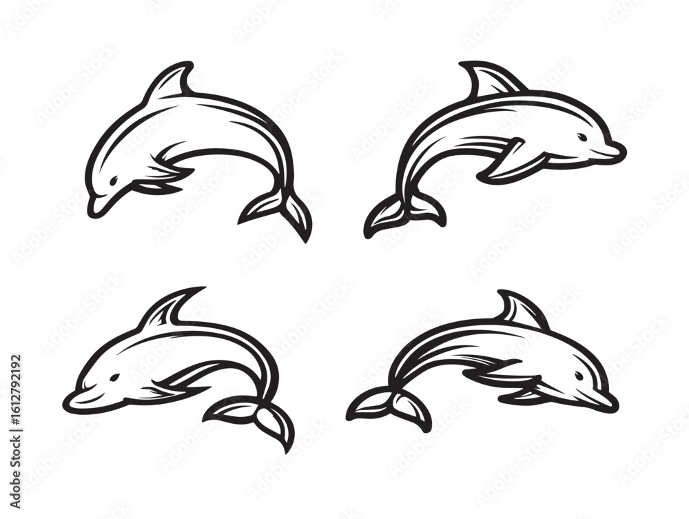 Obraz premium Creative assorted dolphin vector icons in clean style