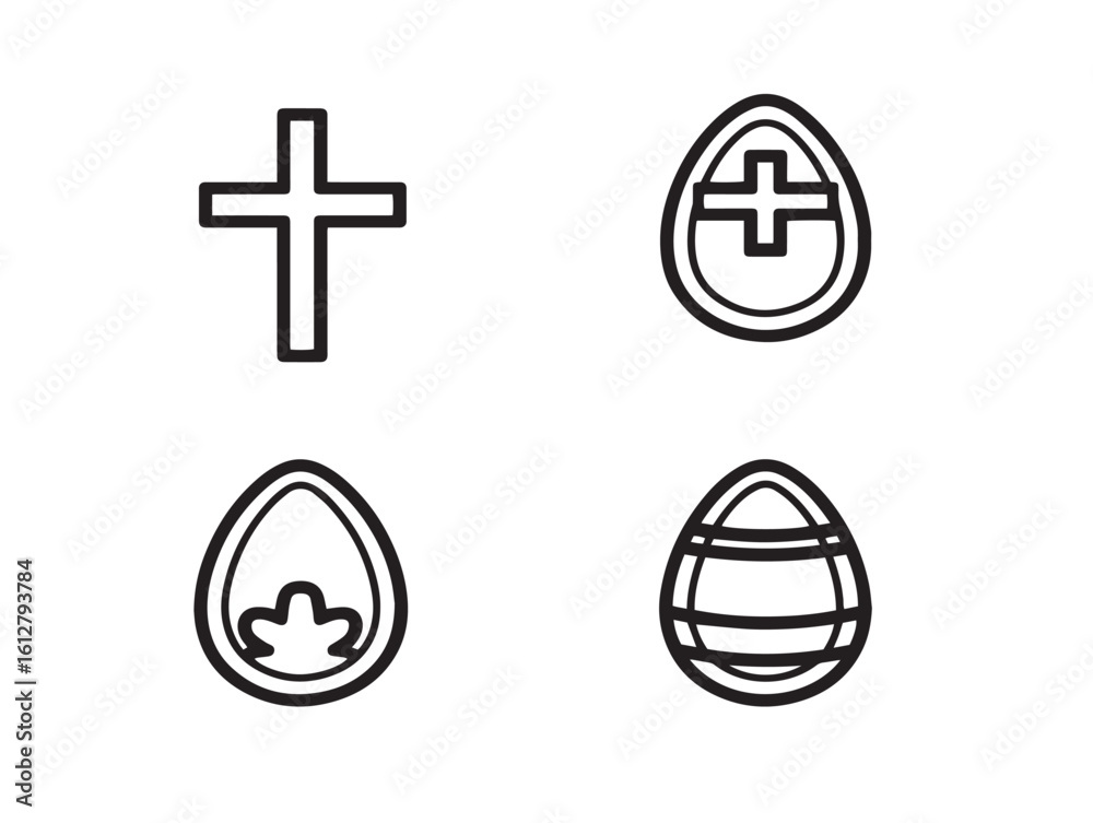 Fototapeta premium Playful Easter celebration elements in clean outline style