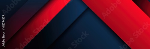 Abstract image featuring diagonal red and dark blue geometric shapes creating a modern and dynamic visual effect.