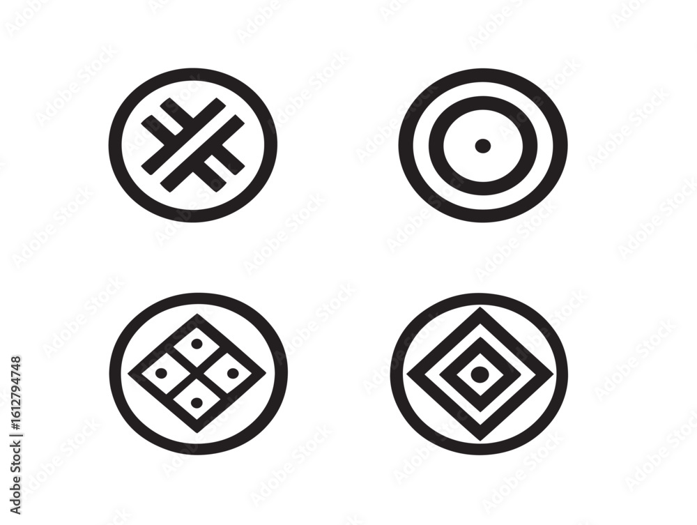 Obraz premium Emblem symbol icon set in modern line art