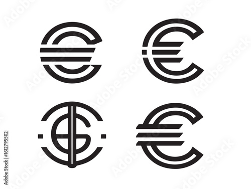 Simple euro currency symbol in vector design