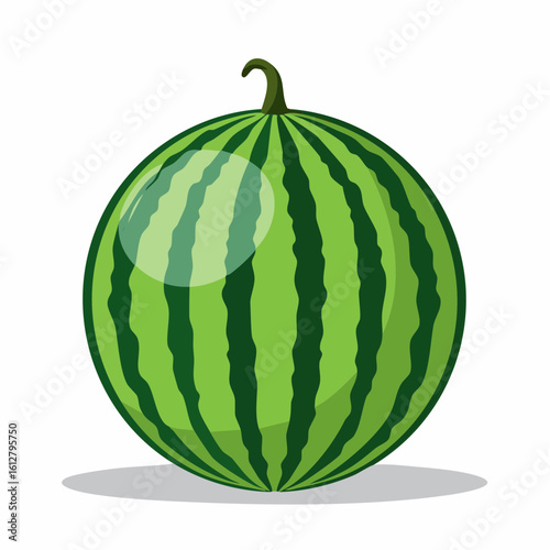 Vibrant watermelon illustration showcasing its iconic stripes and refreshing qualities, making it very juicy