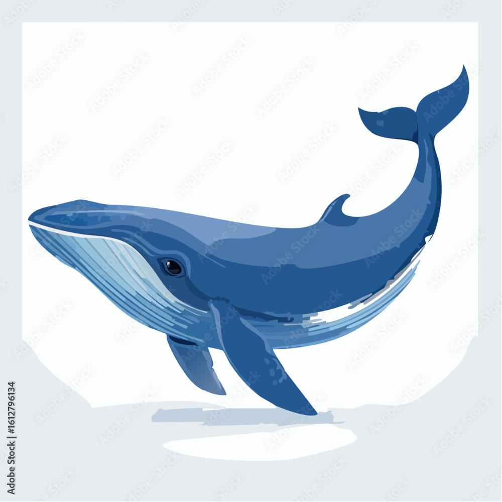 Fototapeta premium Majestic Blue Whale Illustration: A Gentle Giant of the Ocean's Depths and its Graceful Movements