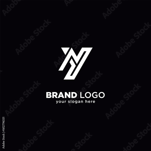 Creative N and Y Letter Monogram Logo with Black Background.