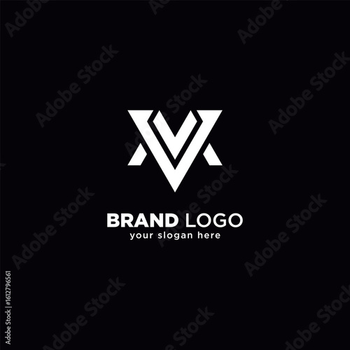 Creative M and V Letter Monogram Logo with Black Background.