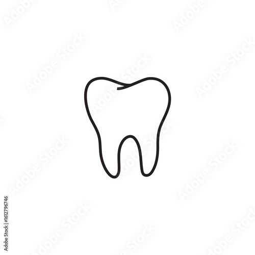 Simple human tooth outline isolated on white background dentistry healthcare