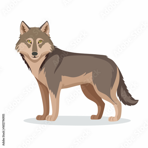 Captivating Cartoon Illustration of a Majestic Wolf Standing Proudly in Natural Pose