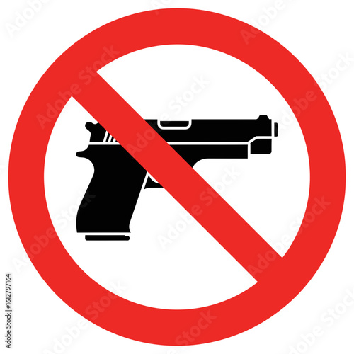 No guns allowed prohibition sign, vector graphic of a firearm restriction symbol.