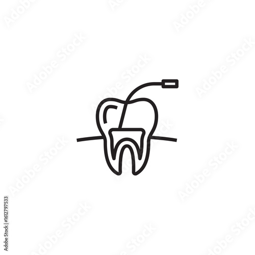 Tooth dental treatment root canal therapy line icon vector illustration