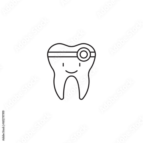 Smiling tooth doctor outline vector illustration dental care concept