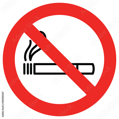 No smoking sign vector icon for public health safety and area regulations.