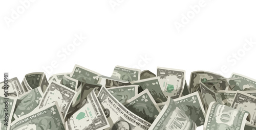 Financial abundance concept with a large pile of generic paper money. Vector graphic with copy space.