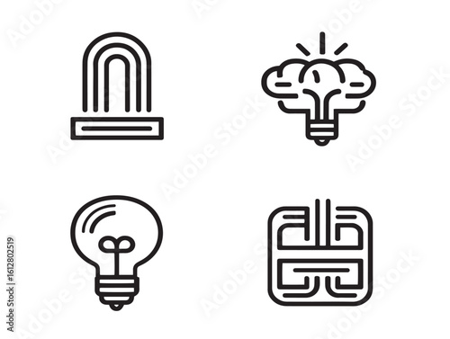 Creative inspiration icon with glowing bulb outline