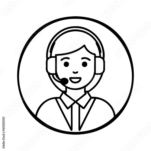 Person wearing headset and collar shirt communication