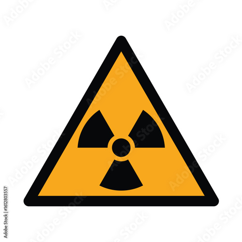 Radioactive and radiation warning sign mark. ISO 7010 W003 Radioactive material or ionizing radiation pictograms. Nuclear Hazard and Atomic energy caution sign.