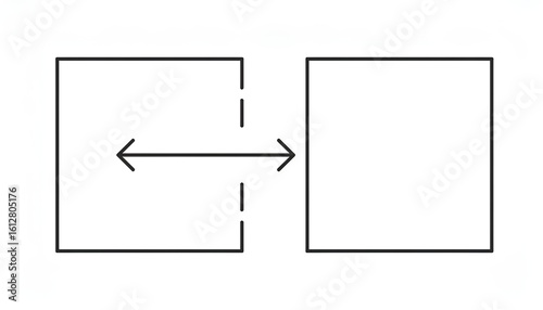 Two Simple Black Squares Transitioning with Arrows on White Background, Set of Icon