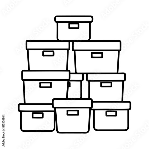 Stacked storage boxes with handles containers organized
