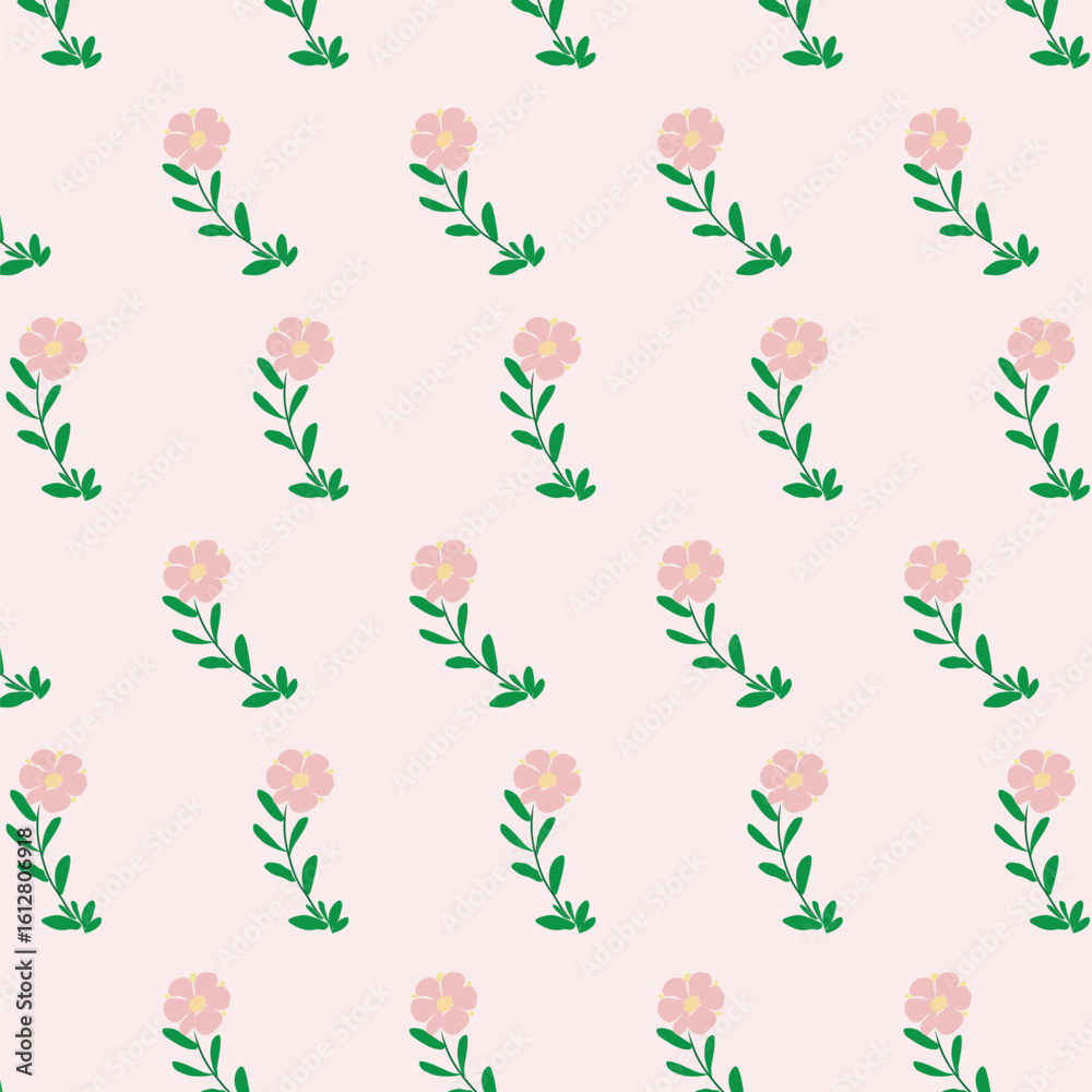 Fototapeta premium Floral pattern of small flowers and leaves for fabric