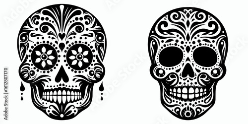 Skeleton painting face white Day of the Dead. Cartoon Minimal Clipart Silhouette Vector Illustration Line Art Illustration. Skull makeup ivory hue fiesta celebration observance.