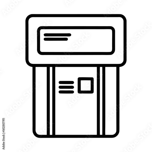 Bank card atm masin  ATM cantar bot canter technology icon line airt vactor Illustrations on white backgroud