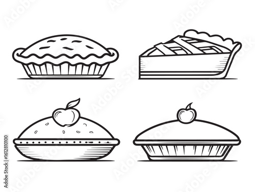 Set of four creative pie design illustrations