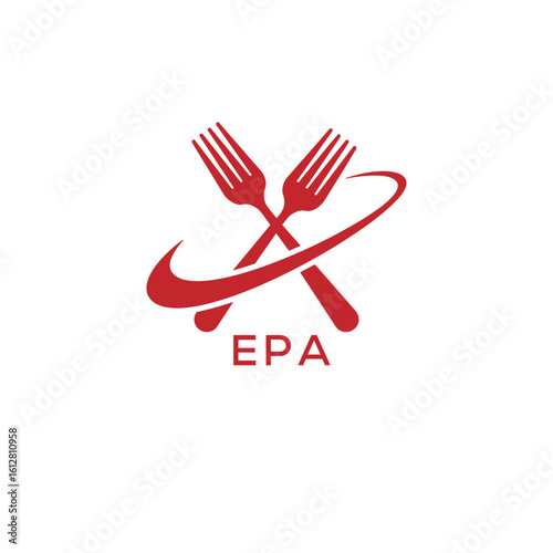 Modern EPA Fork Logo Design for Restaurant or Food Business Branding. EPA Letter Logo.
