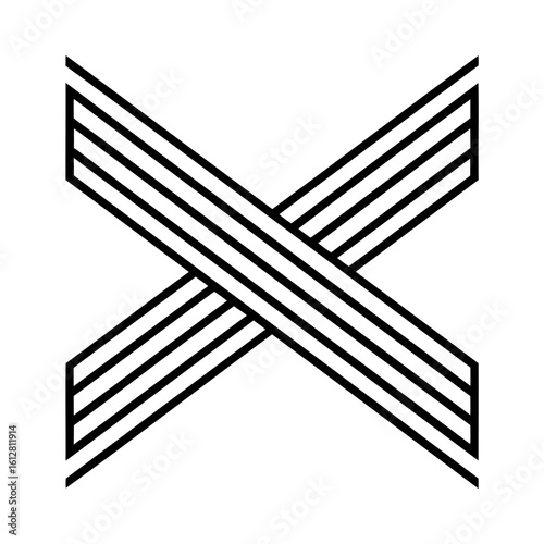Intersecting parallel black lines forming an X abstract