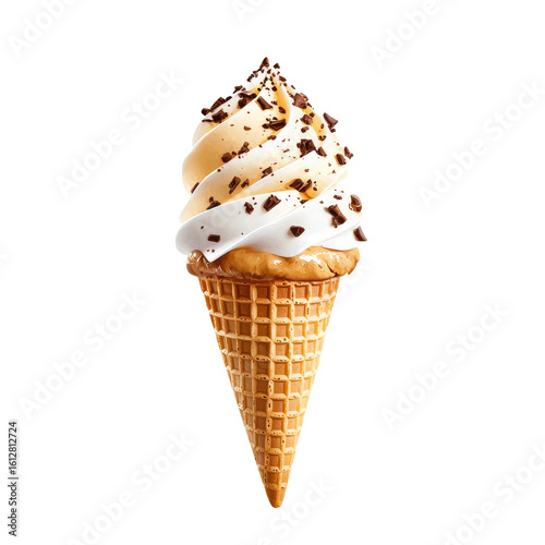 Delicious ice cream cone with chocolate sprinkles