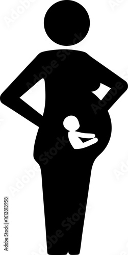 Minimal Pregnant Woman Silhouette with Baby Fetus