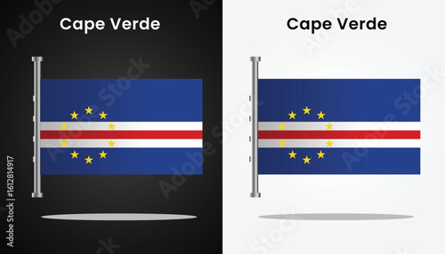 Beautiful and cool vector design image of Cape Verde Flag Design and their country names with black and white background for design purposes
