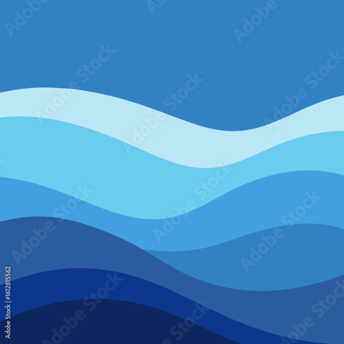Abstract blue wave background with layered curves