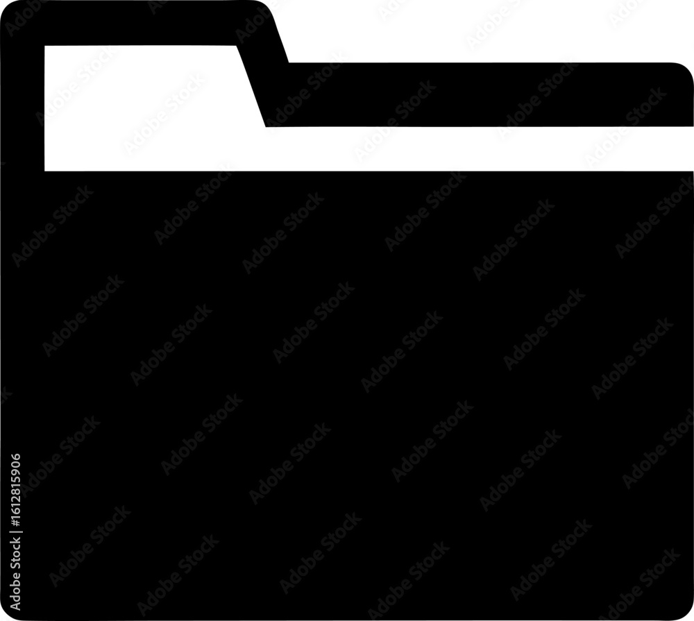 Black Folder Icon Silhouette for Digital File Storage Black Folder Icon Silhouette for Digital File Storage