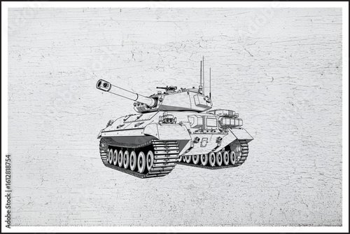 Steel Beast on Tracks,
Modern Battle Tank Illustration,
War Machine in Ink,
Armored Power Unleashed,