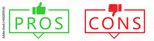 Pros cons in flat style.