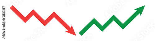 Up and down graph chart vector icon set. 