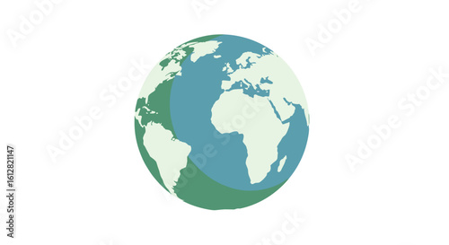 Earth globe illustration showing continents in flat color style