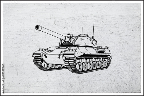 Steel Beast on Tracks,
Modern Battle Tank Illustration,
War Machine in Ink,
Armored Power Unleashed,