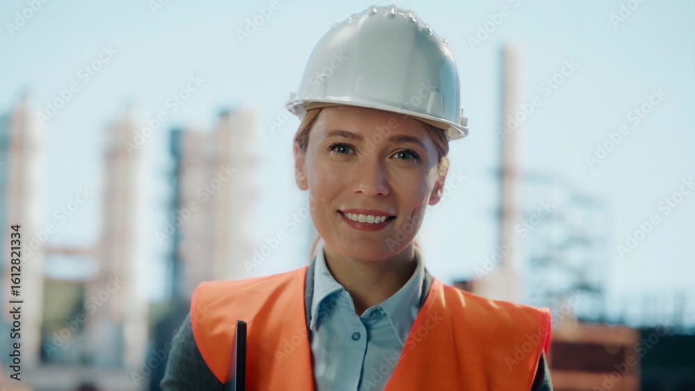 © Videophilia - Female engineer smiling at camera in a refinery plant © Videophilia - Female engineer smiling at camera in a refinery plant