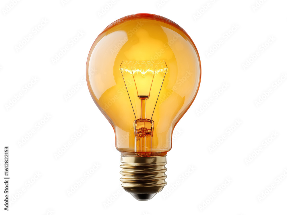 Fototapeta premium Glowing light bulb idea inspiration innovation energy, Isolated On White Background, Png Transparent