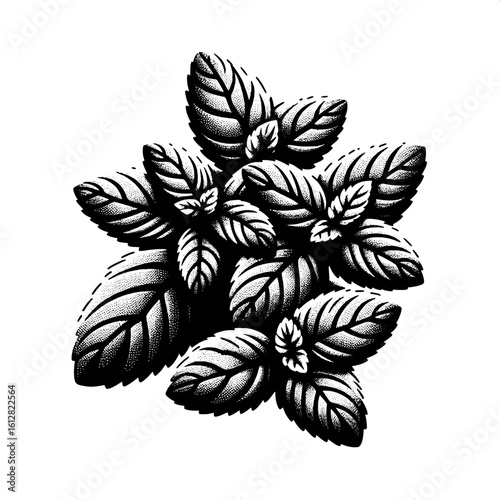 Mint Leaf Cluster SVG | Fresh Herbal Silhouette for Tea & Food Design